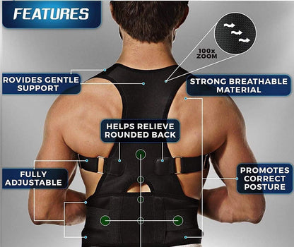 Posture Corrector Belt for Men & Women | Adjustable Back Support Brace for Neck, Shoulder & Spine Alignment