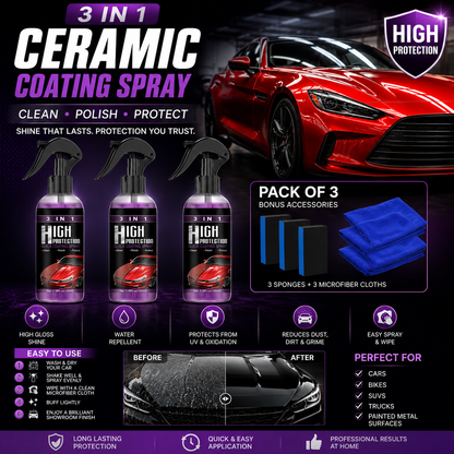 3-in-1 Quick Car Ceramic Coating Spray (Pack of 3)