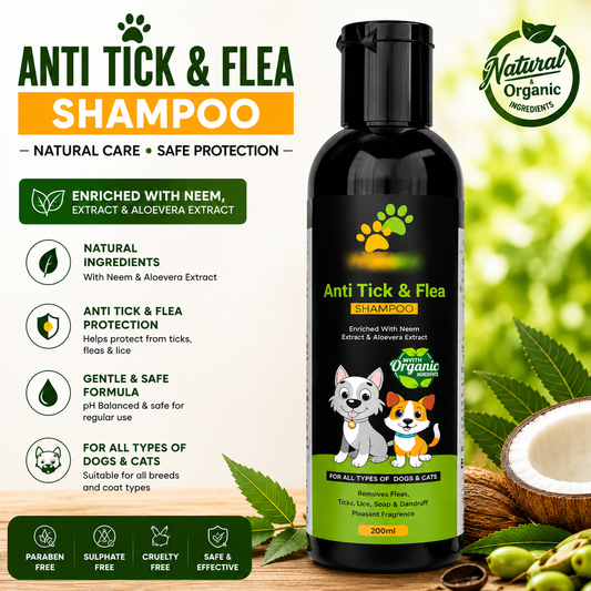 Anti-Tick & Flea Shampoo for Dogs & Cats | Gentle Cleansing & Coat Protection